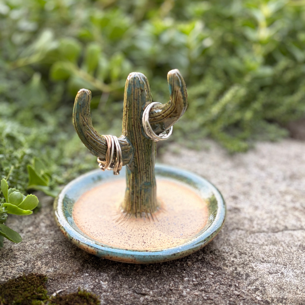 Cactus Ring Holder, Green and Natural