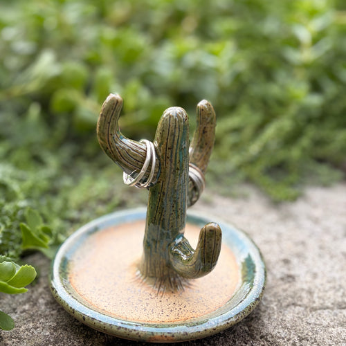 Cactus Ring Holder, Green and Natural
