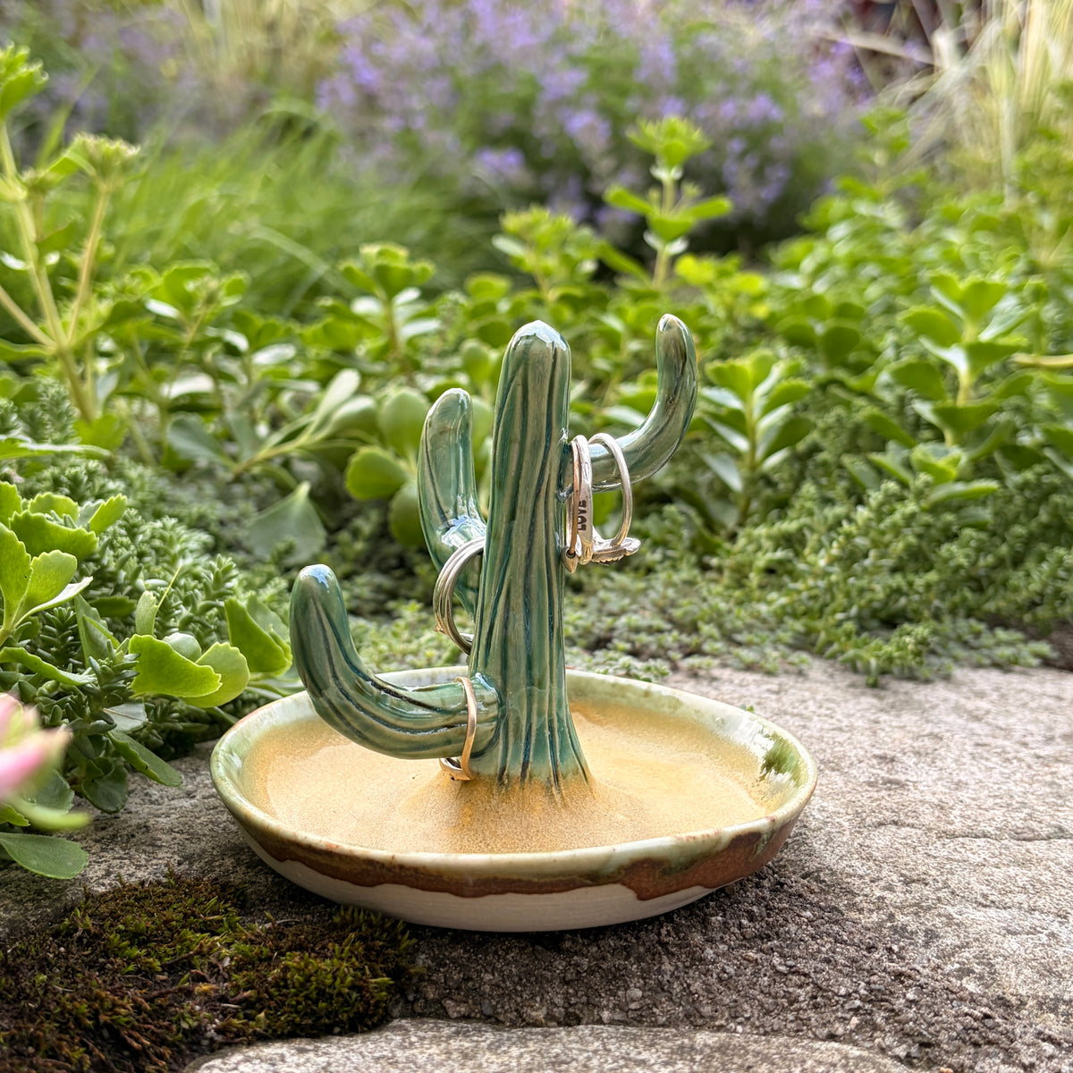 Cactus Ring Holder, Green and Yellow