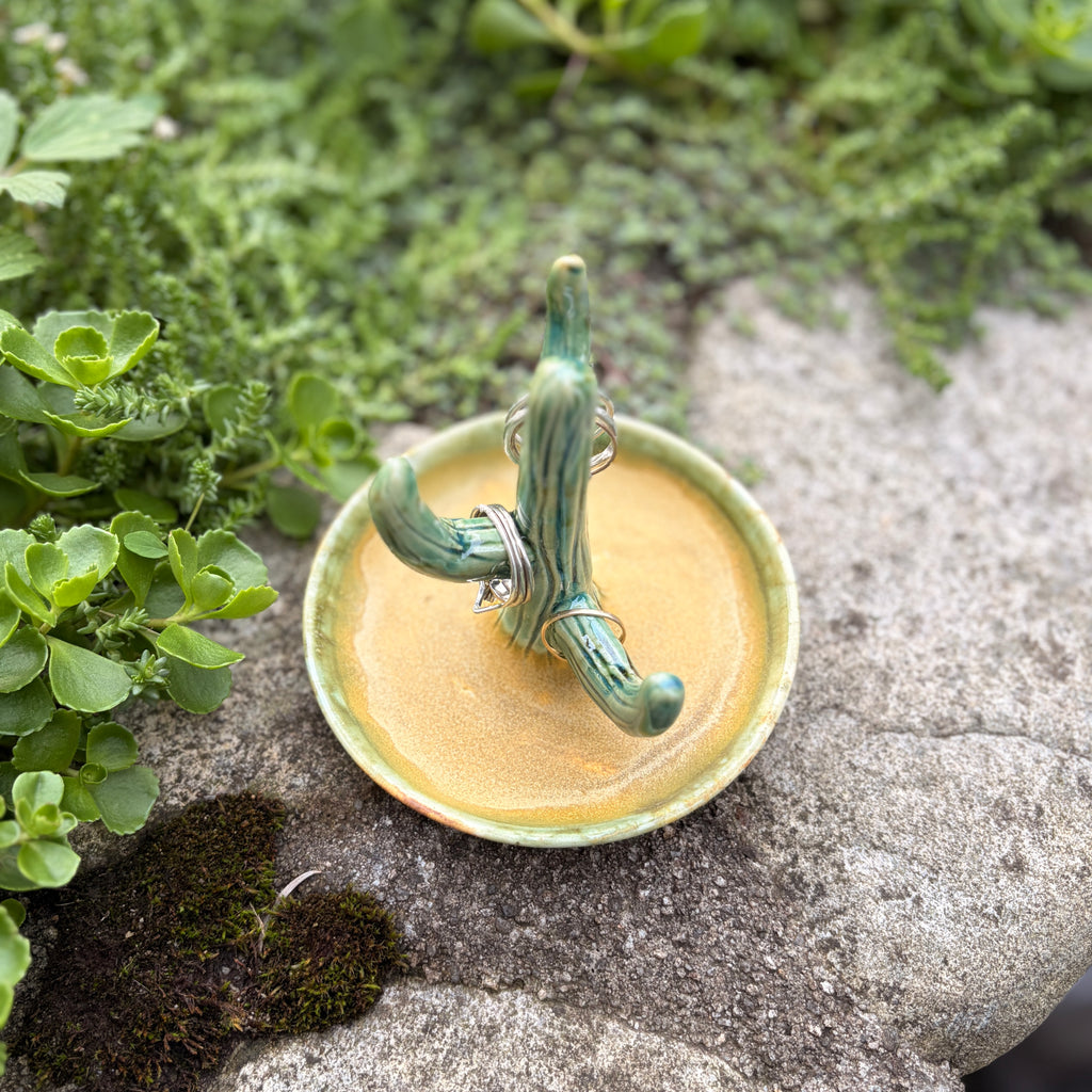 Cactus Ring Holder, Green and Yellow