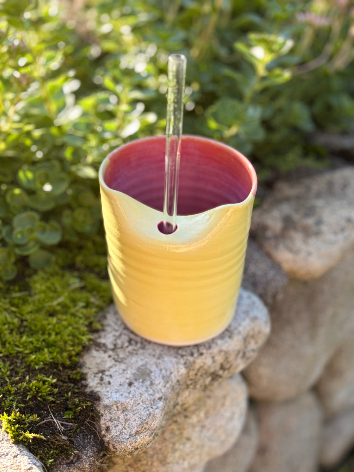 Sipping Tumbler with Glass Straw- Strawberry Lemonade